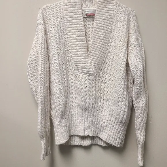 Anthropologie Pilcro Joyce Wool Blend Cable Knit Sweater in Cream Size S