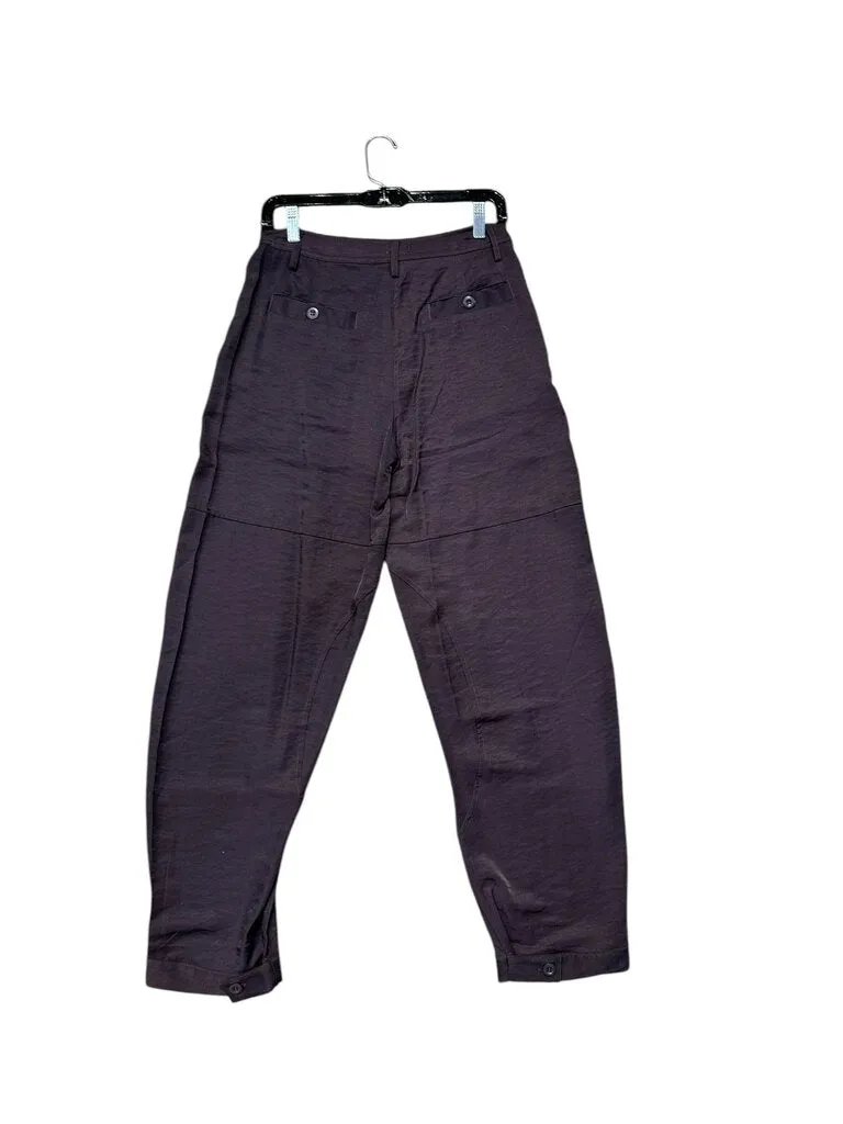 Anthropologie satin cargo style pants NWT plum 4