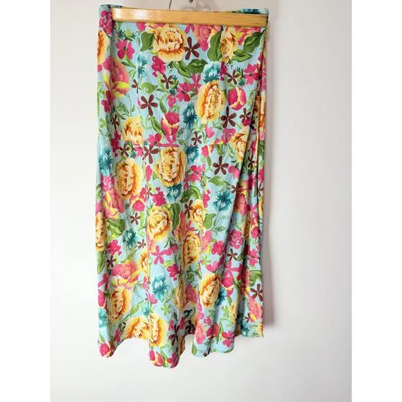Anthropology Womens Multicolor Floral A Line Slit Skirt Farm Rio Size Small