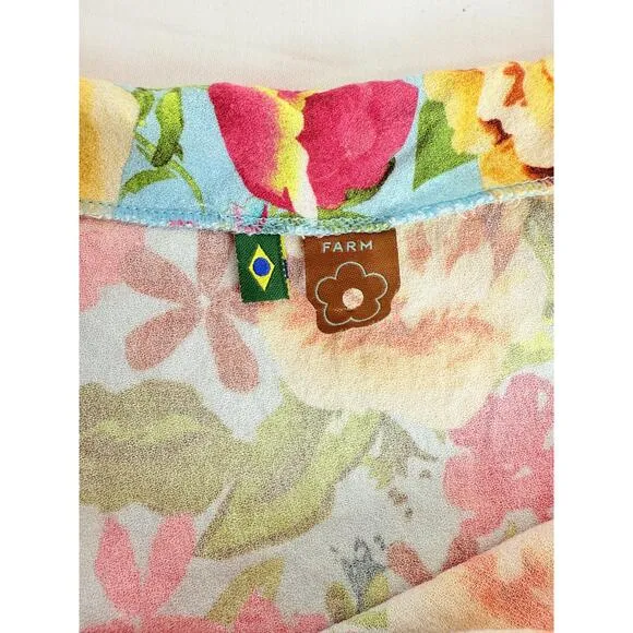 Anthropology Womens Multicolor Floral A Line Slit Skirt Farm Rio Size Small