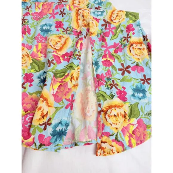 Anthropology Womens Multicolor Floral A Line Slit Skirt Farm Rio Size Small