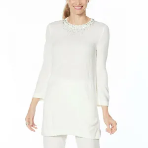 Antthony Plus Size Crystal Couture Tunic Sweater With Rhinestones