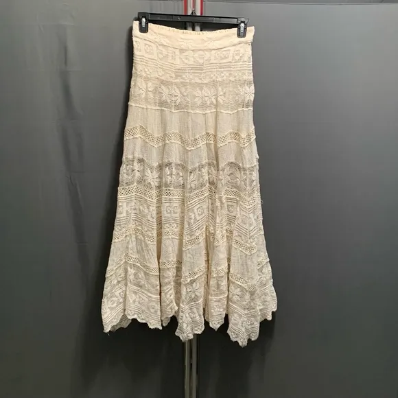 B19-Women's Free People Maxi Skirt, M, Off-White