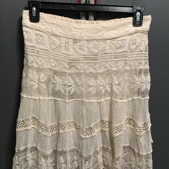 B19-Women's Free People Maxi Skirt, M, Off-White