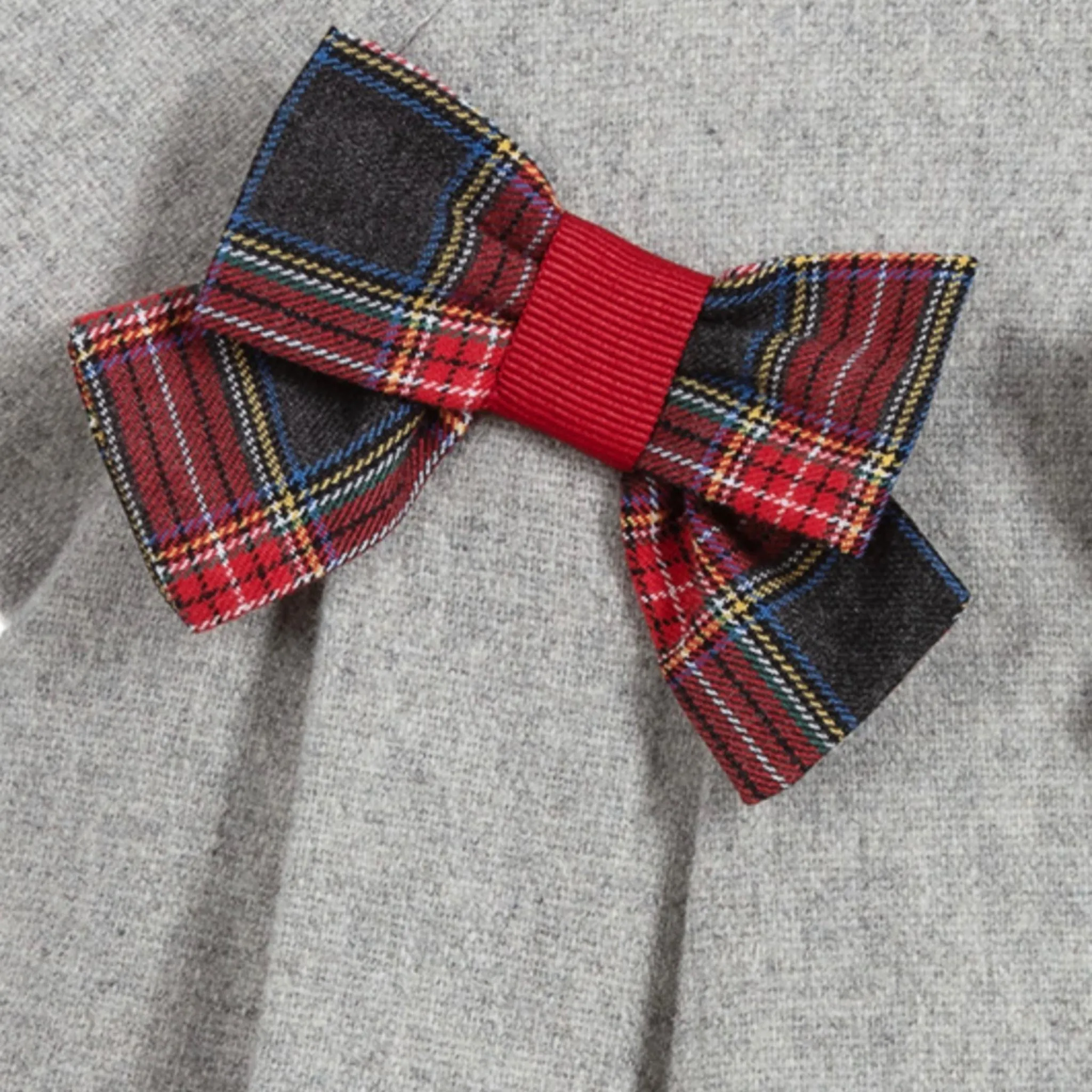 Balloon Chic Grey & Red Tartan Wool Dress