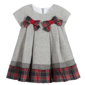 Balloon Chic Grey & Red Tartan Wool Dress