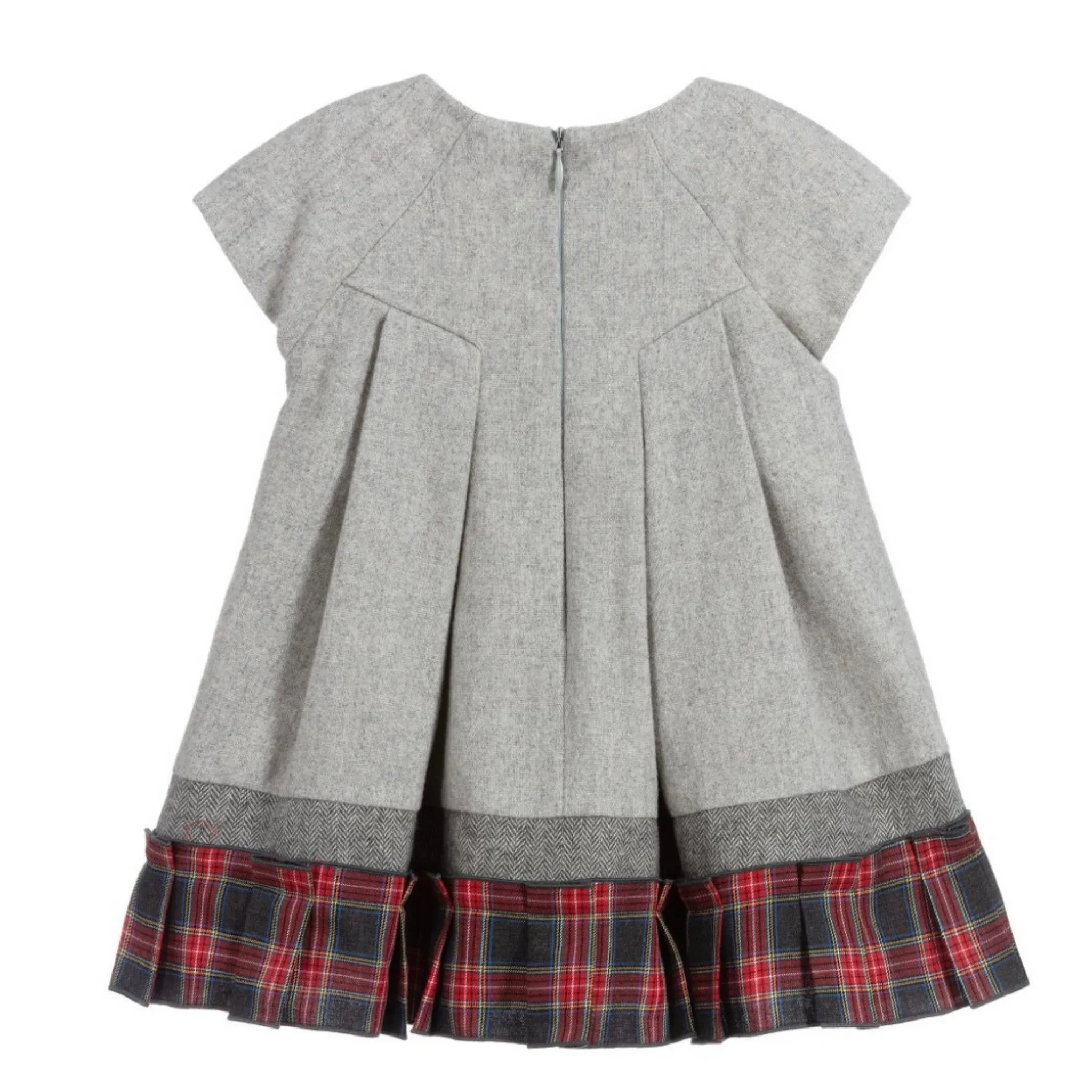 Balloon Chic Grey & Red Tartan Wool Dress