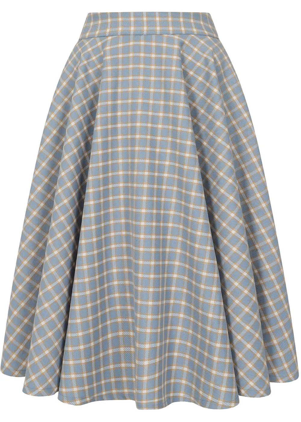 Banned Cary Blue Check 50's Swing Skirt Blue