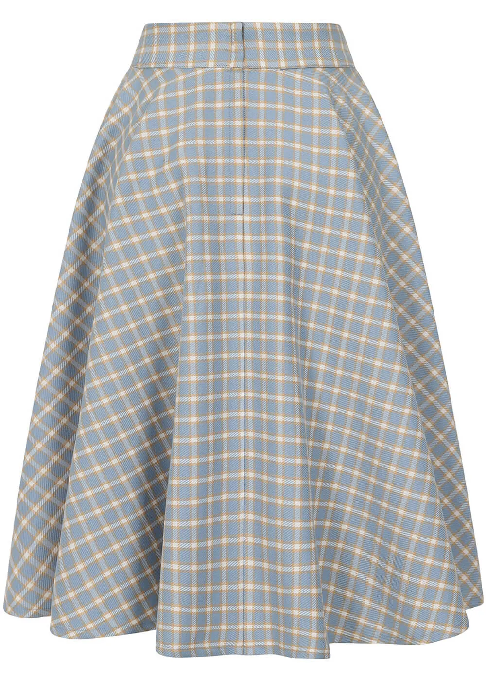 Banned Cary Blue Check 50's Swing Skirt Blue