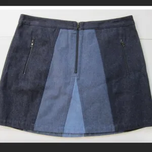 BCBGMaxazria Color Block Blue Jean Denim Skirt Sz M