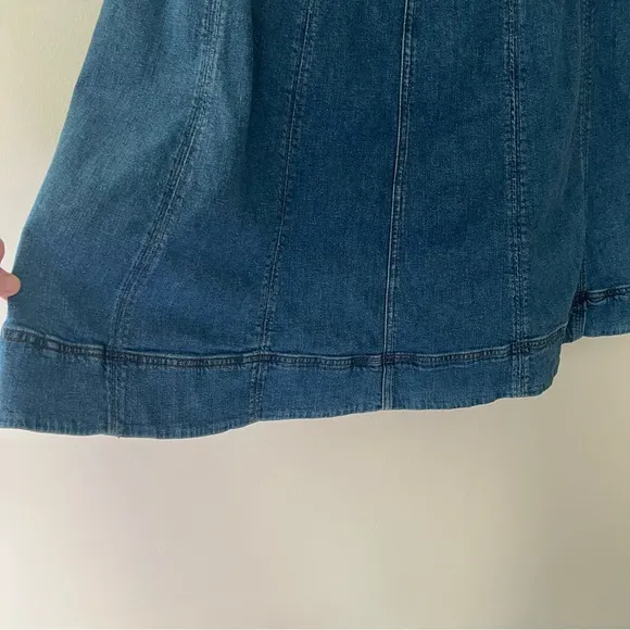 Biden Midi Panelled Full Denim Skirt Midi Size 8 Hemp Cotton Cottage Countryside