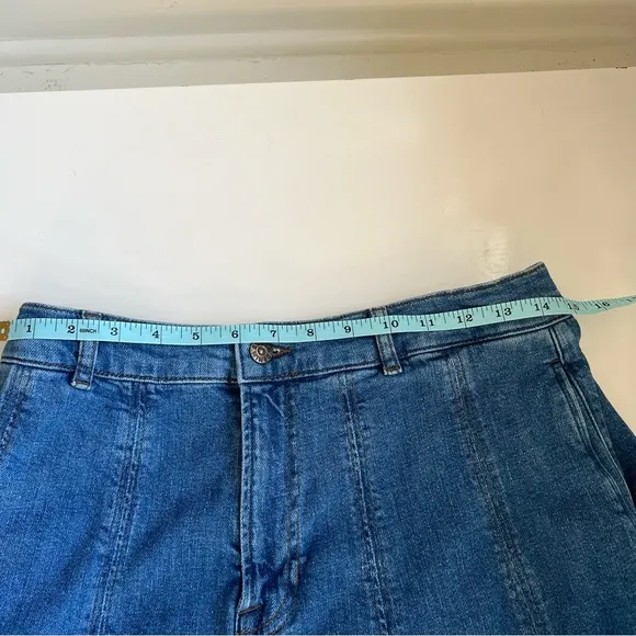 Biden Midi Panelled Full Denim Skirt Midi Size 8 Hemp Cotton Cottage Countryside