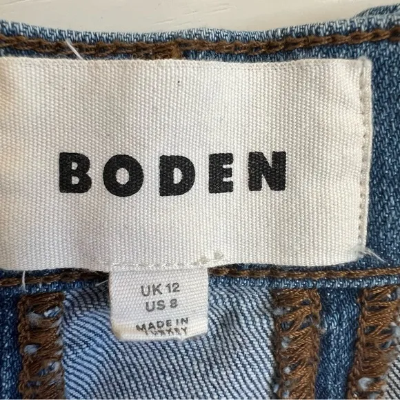 Biden Midi Panelled Full Denim Skirt Midi Size 8 Hemp Cotton Cottage Countryside