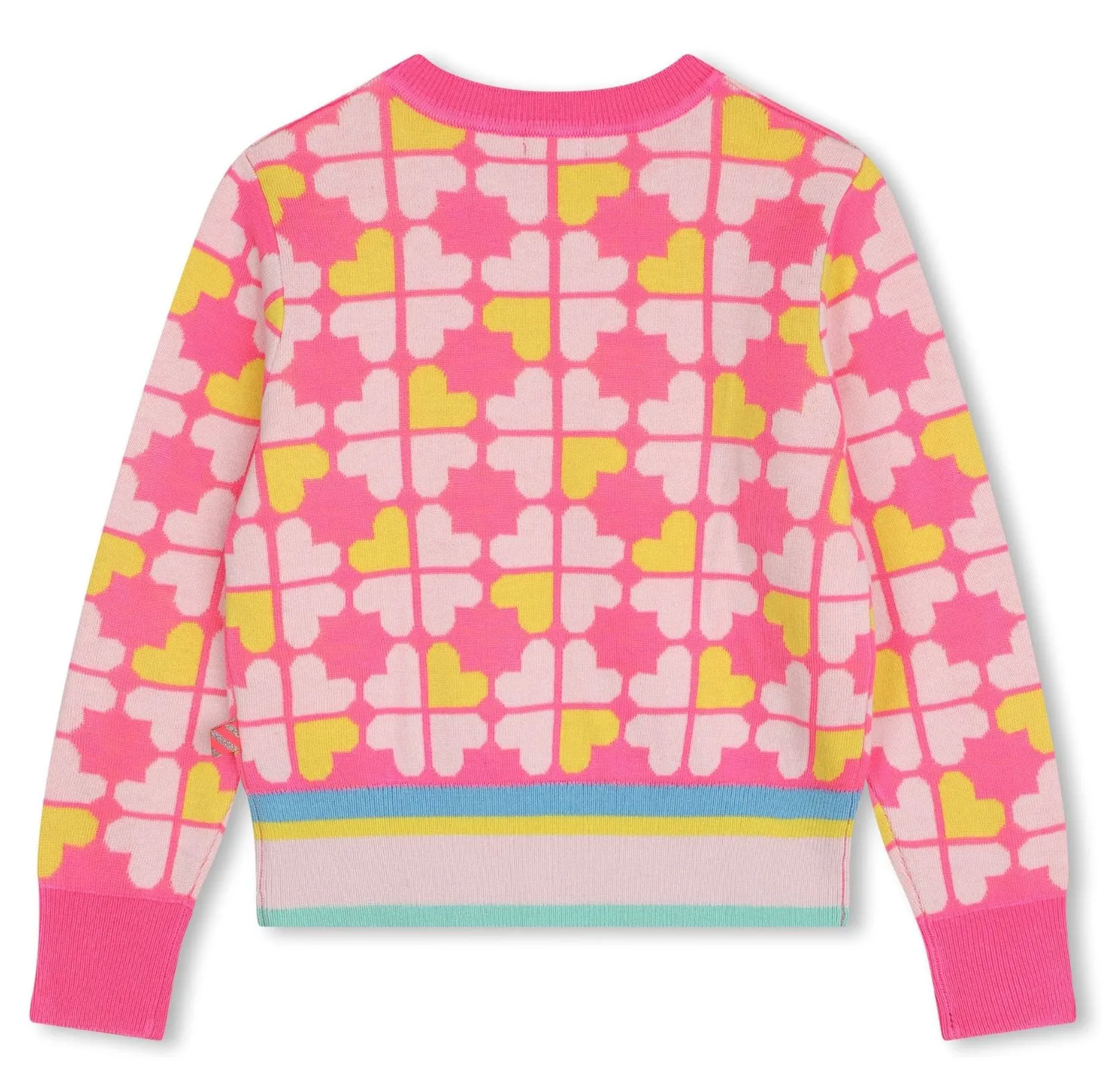 Billieblush Knit Sweater With Allover Clover Square Print