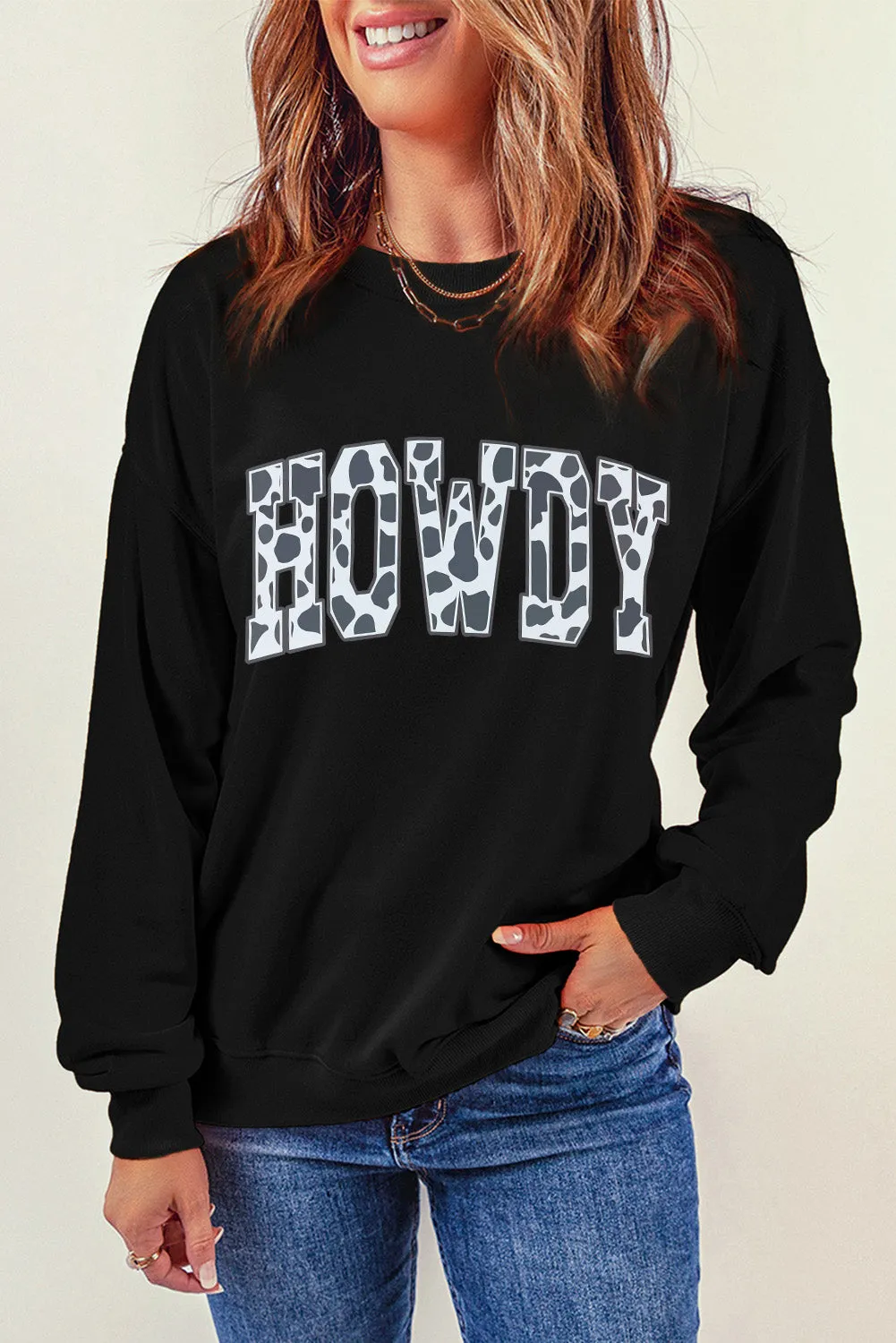 Black Cow HOWDY Graphic Pullover Sweatshirt