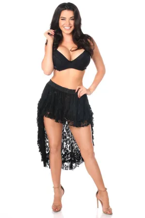 Black Lace High Low Lace Skirt by Daisy