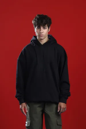 BLACK OVERSIZED BASIC HOODIE