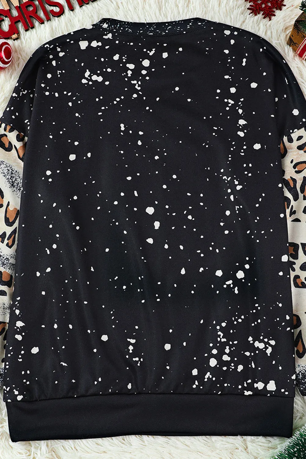 Black PRAY Leopard Bleached Pullover Sweatshirt