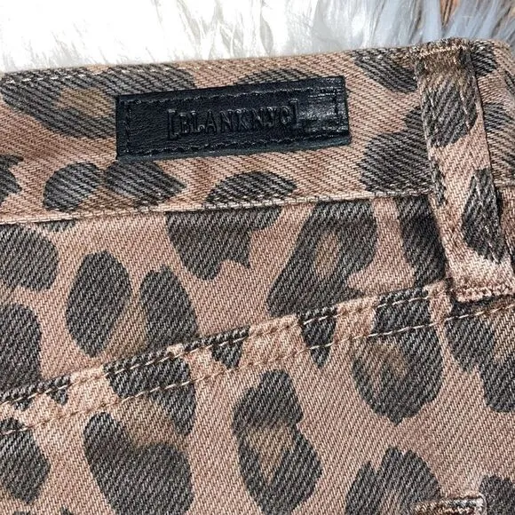BlankNYC Leopard Print Denim Mini Skirt, NWT