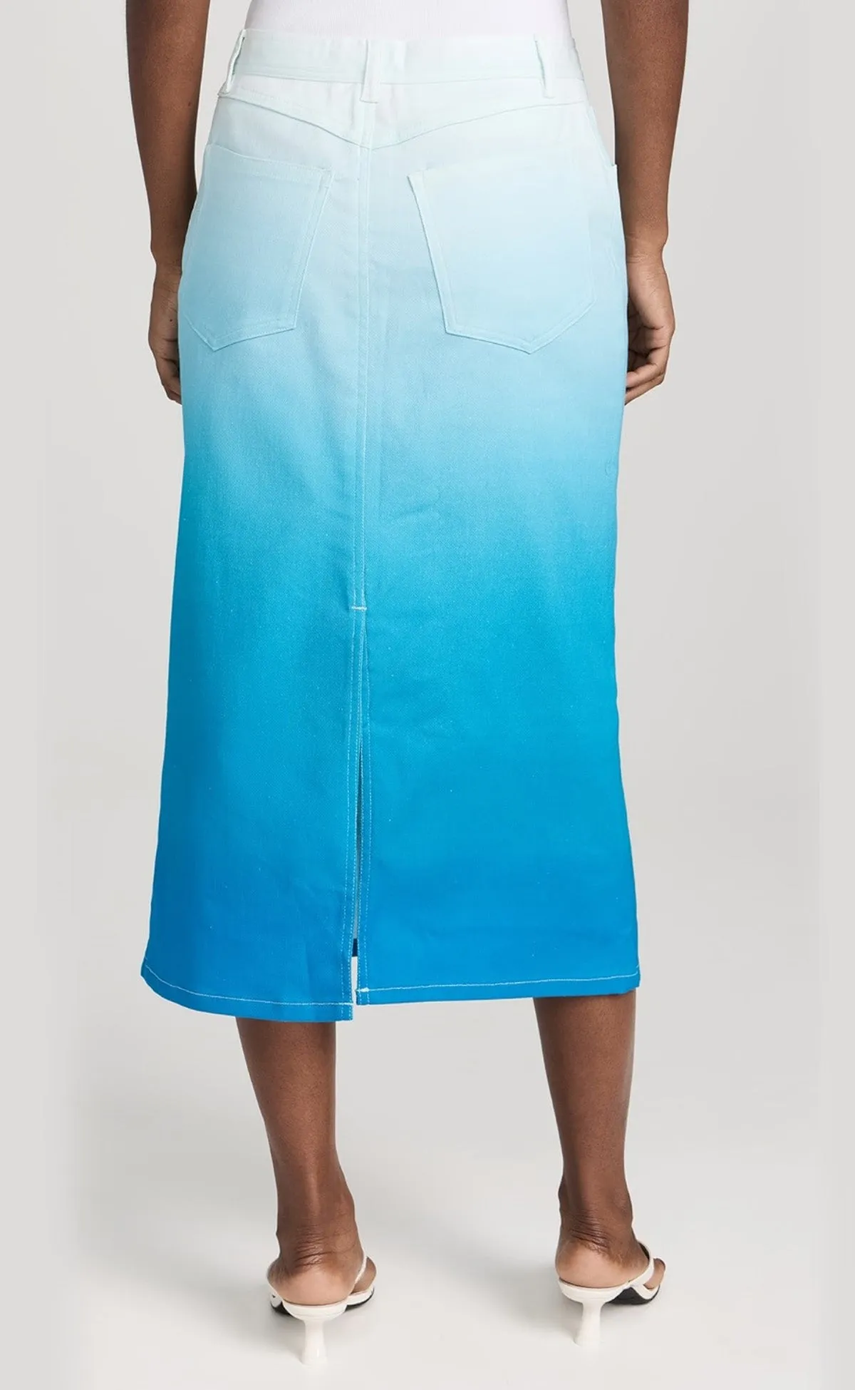 Blue Ombre Midi High Waist Skirt