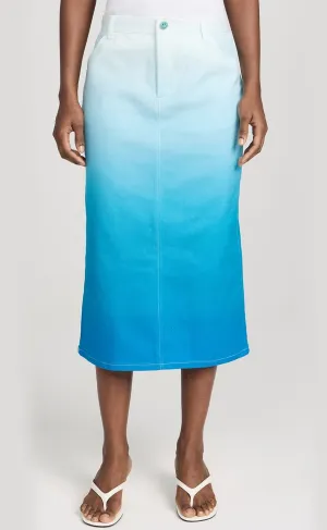 Blue Ombre Midi High Waist Skirt