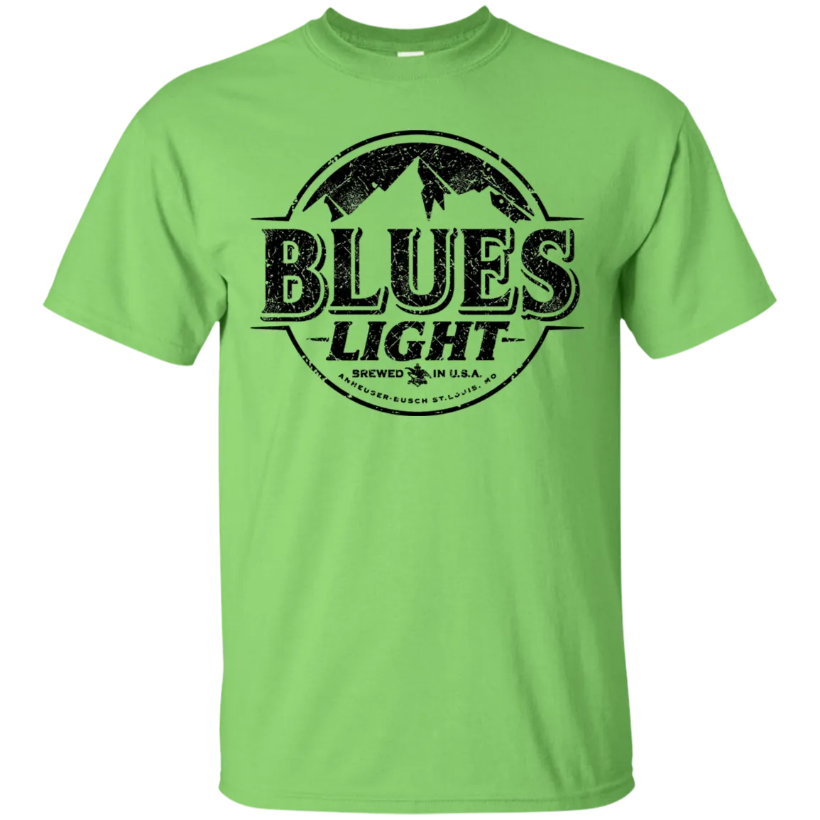Blues Busch Light Beer T-Shirt Custom Designed Black Worn Label Pattern