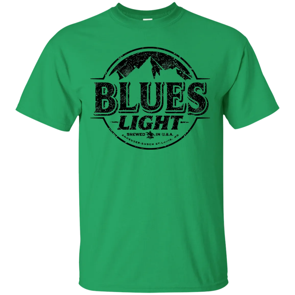 Blues Busch Light Beer T-Shirt Custom Designed Black Worn Label Pattern