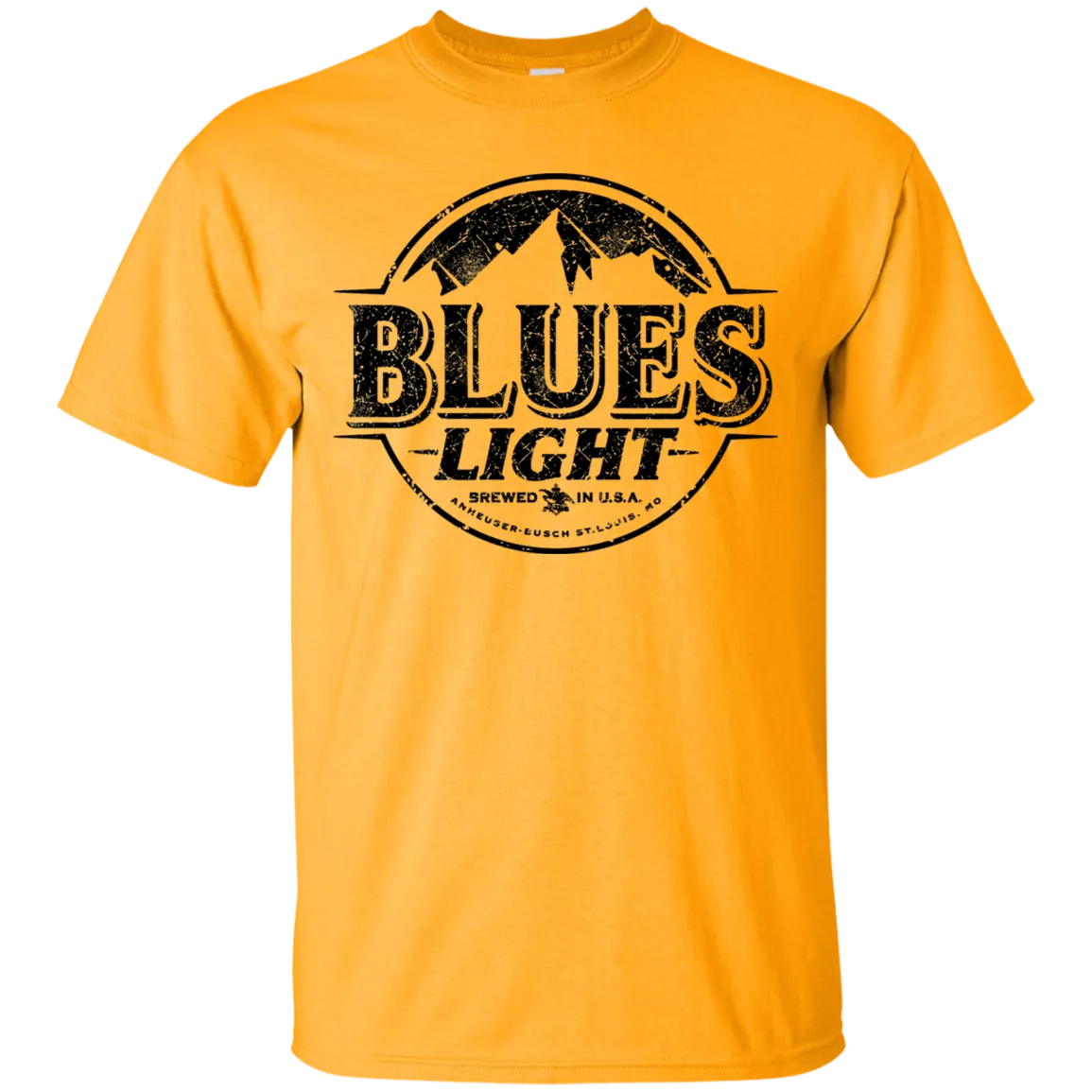 Blues Busch Light Beer T-Shirt Custom Designed Black Worn Label Pattern