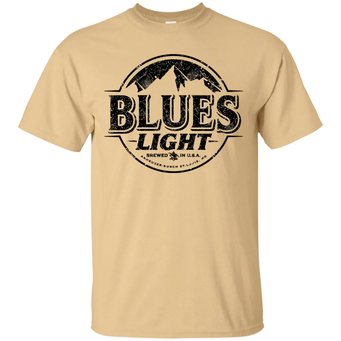 Blues Busch Light Beer T-Shirt Custom Designed Black Worn Label Pattern