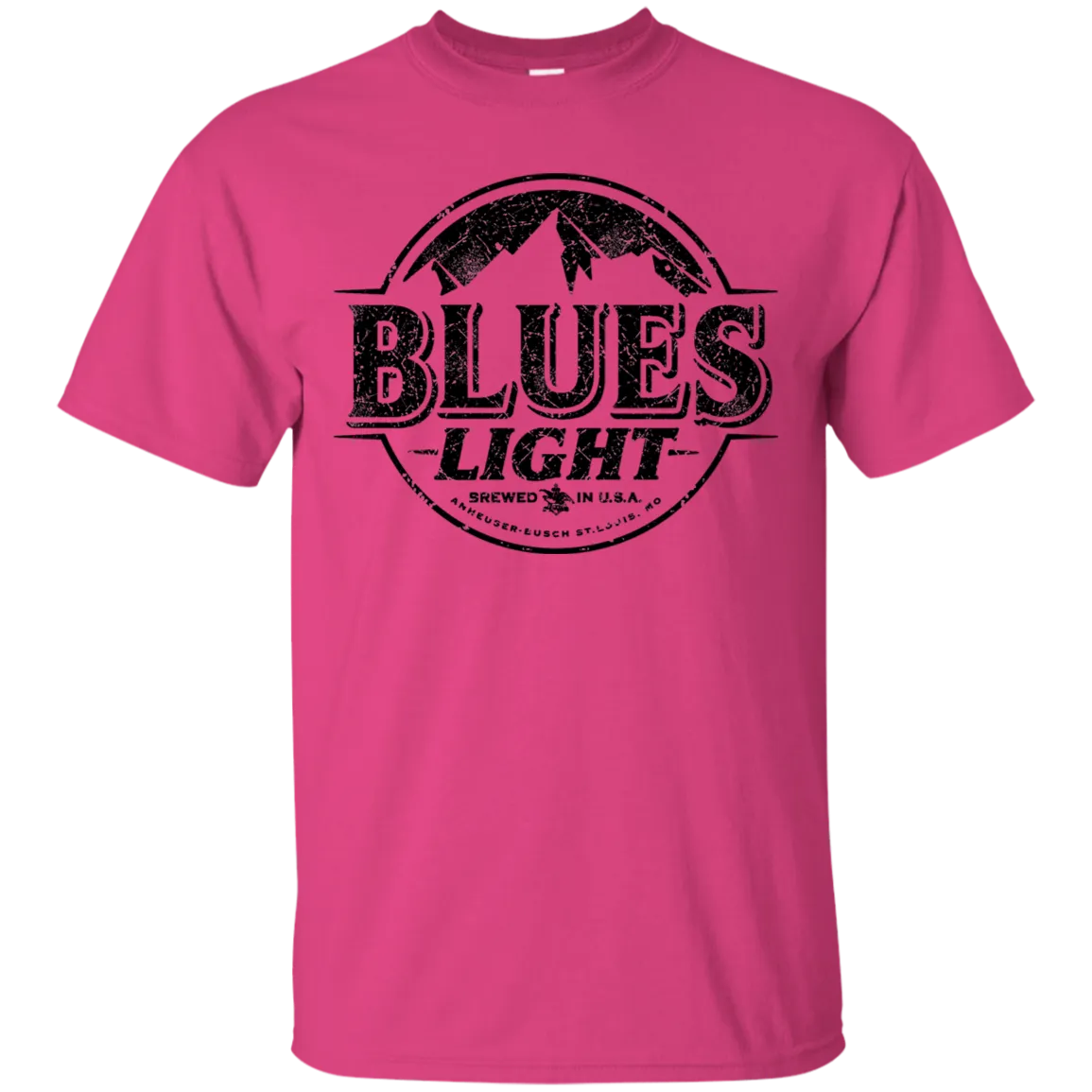 Blues Busch Light Beer T-Shirt Custom Designed Black Worn Label Pattern