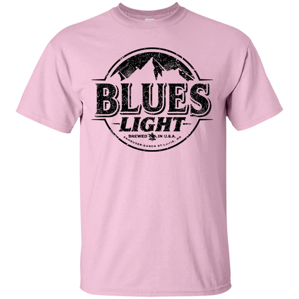 Blues Busch Light Beer T-Shirt Custom Designed Black Worn Label Pattern