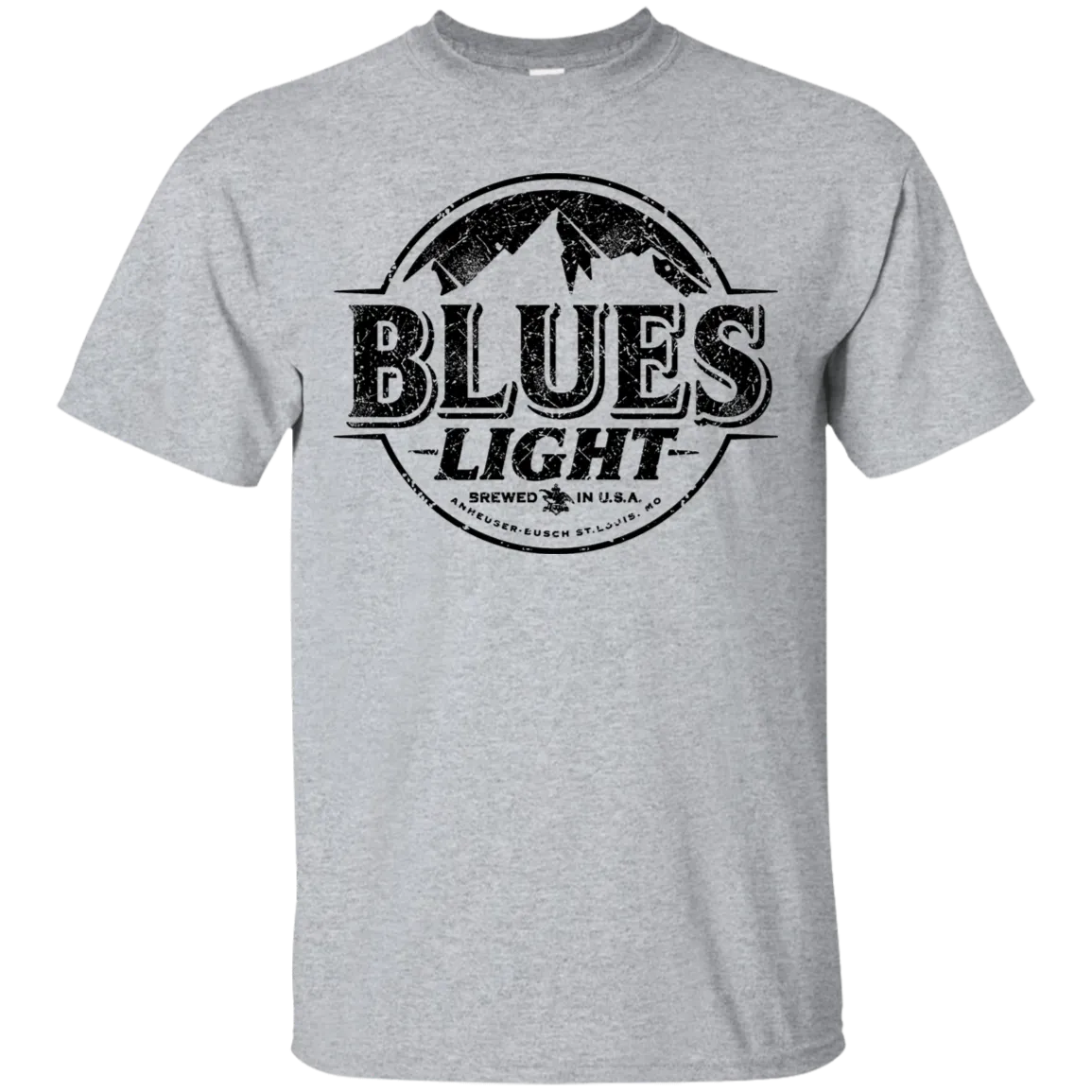 Blues Busch Light Beer T-Shirt Custom Designed Black Worn Label Pattern