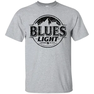 Blues Busch Light Beer T-Shirt Custom Designed Black Worn Label Pattern