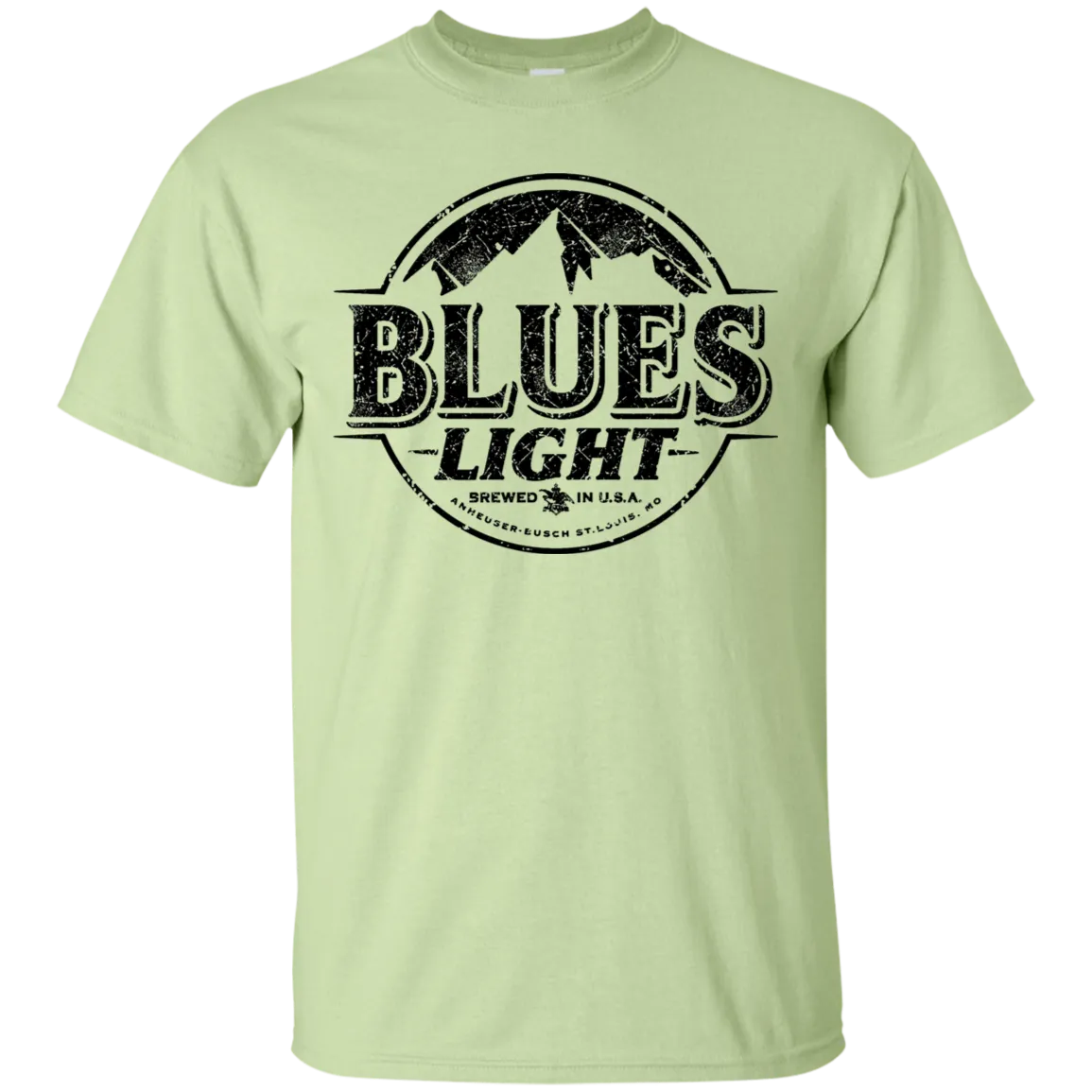 Blues Busch Light Beer T-Shirt Custom Designed Black Worn Label Pattern
