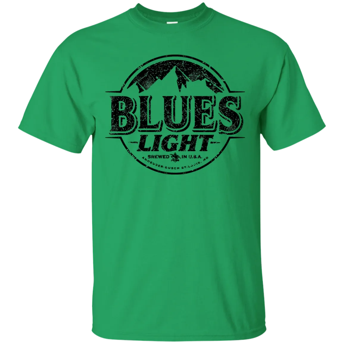 Blues Busch Light Beer T-Shirt Custom Designed Black Worn Label Pattern