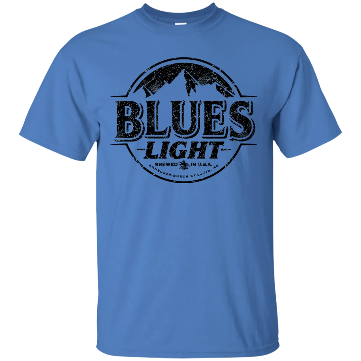 Blues Busch Light Beer T-Shirt Custom Designed Black Worn Label Pattern
