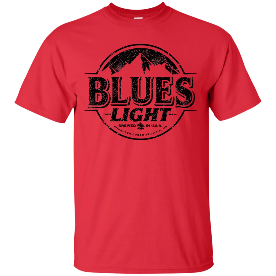 Blues Busch Light Beer T-Shirt Custom Designed Black Worn Label Pattern