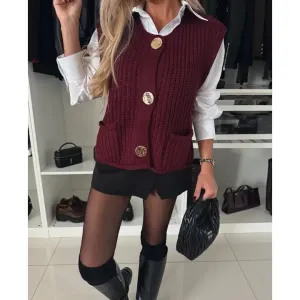 Bordeaux Chunky Vest