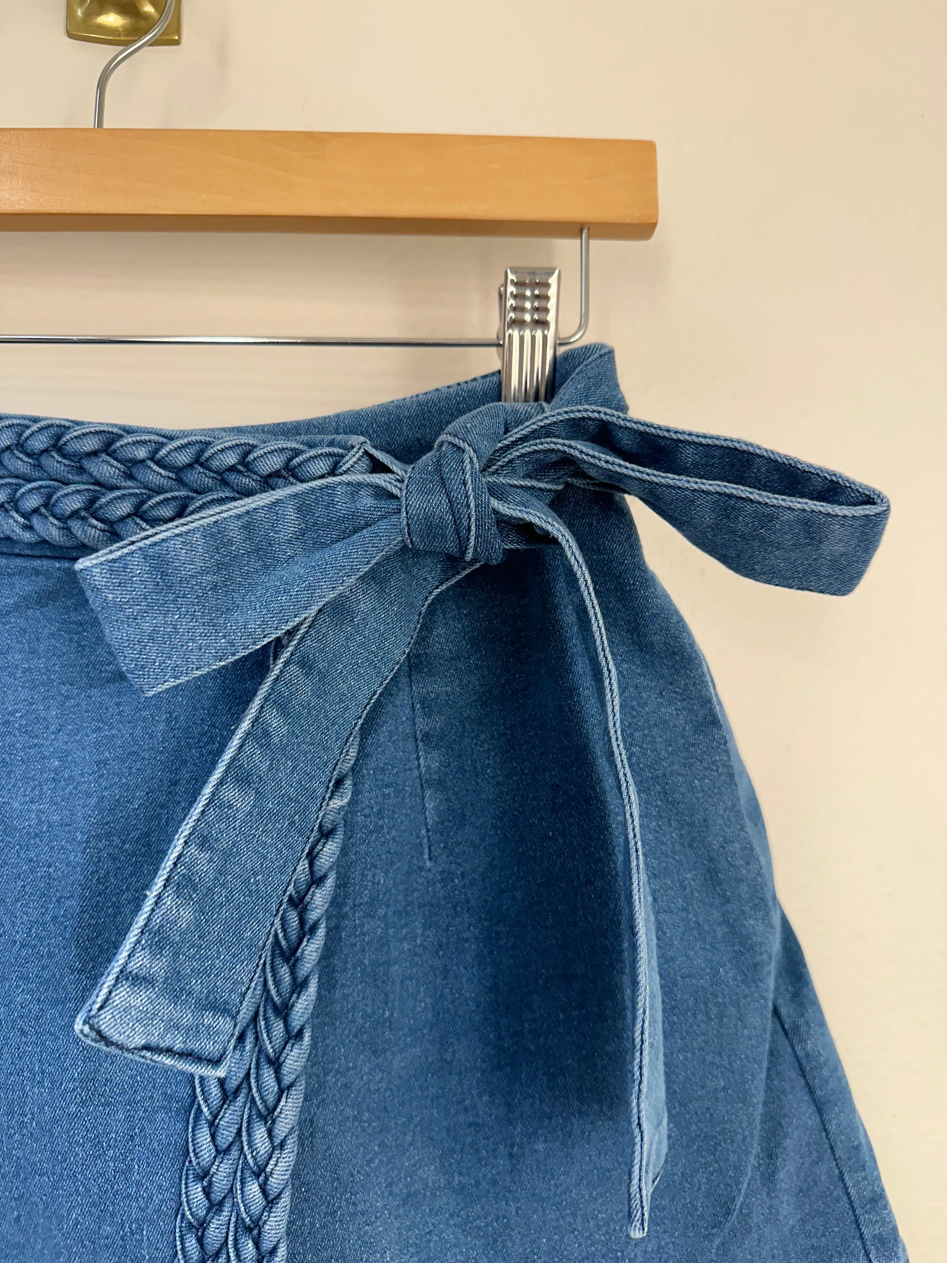Braided Wrap Skort {Denim}