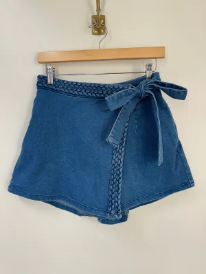 Braided Wrap Skort {Denim}