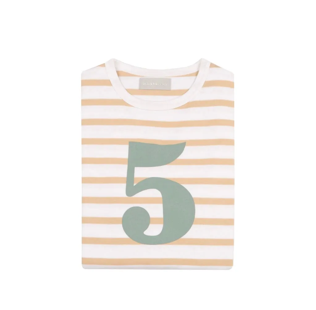 Bretton Biscuit Stripe Number Long Sleeve T-Shirt: 1 To 5
