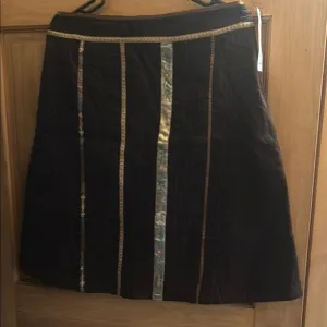 Brown Mini A-Line Skirt with Embellished Details for Cocktail