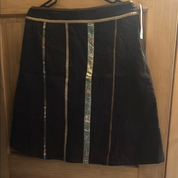 Brown Mini A-Line Skirt with Embellished Details for Cocktail