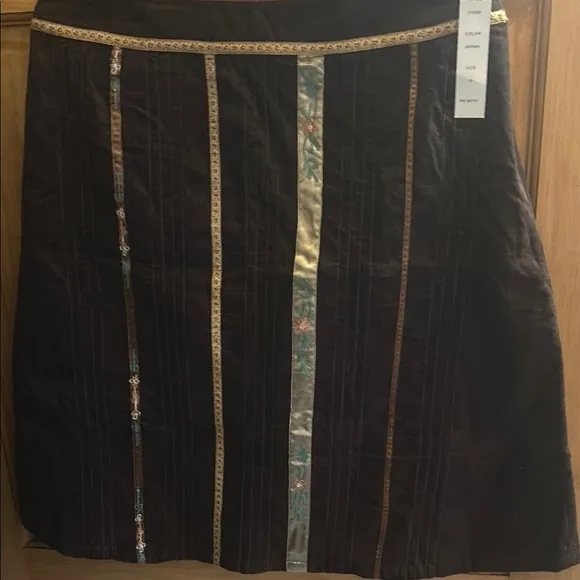 Brown Mini A-Line Skirt with Embellished Details for Cocktail