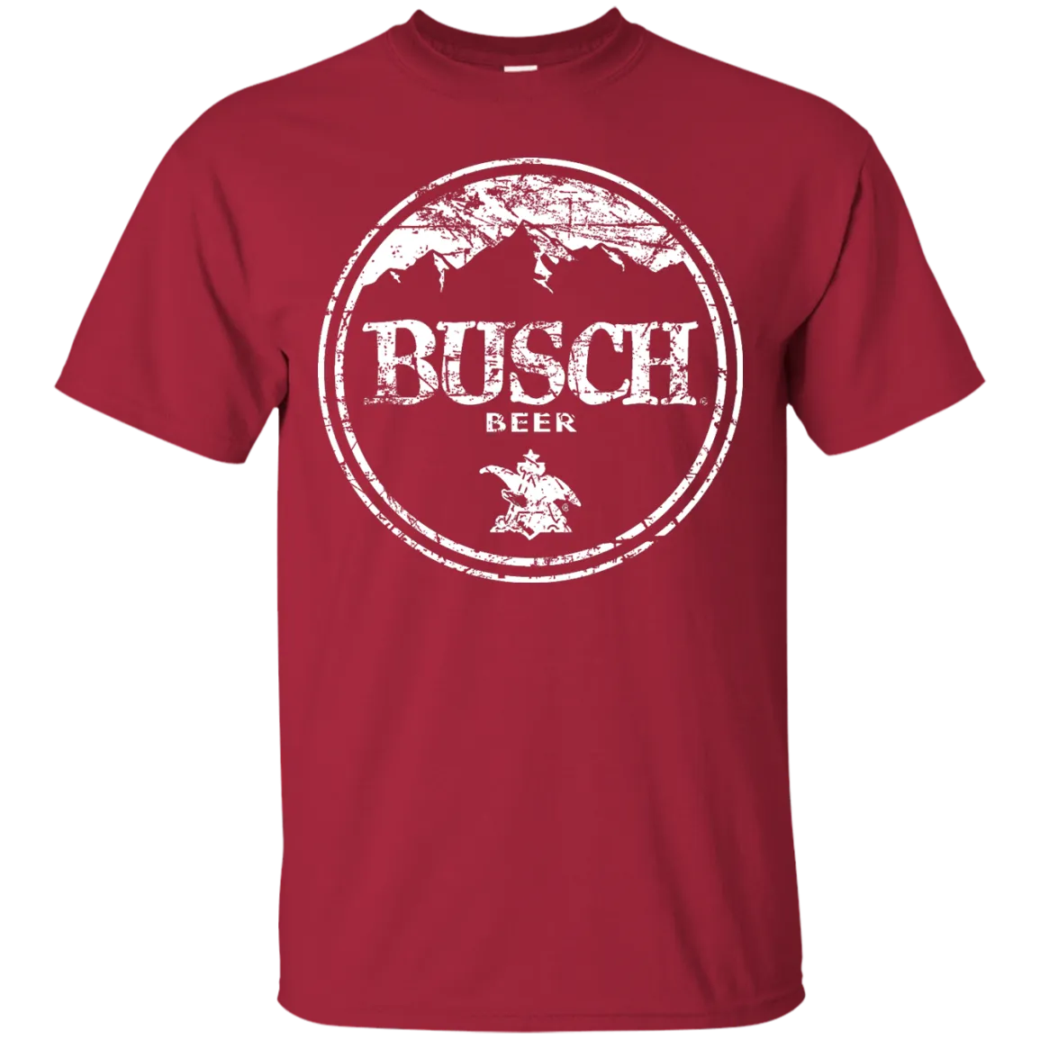 Busch Beer T-Shirt Custom Designed White Round Worn Pattern