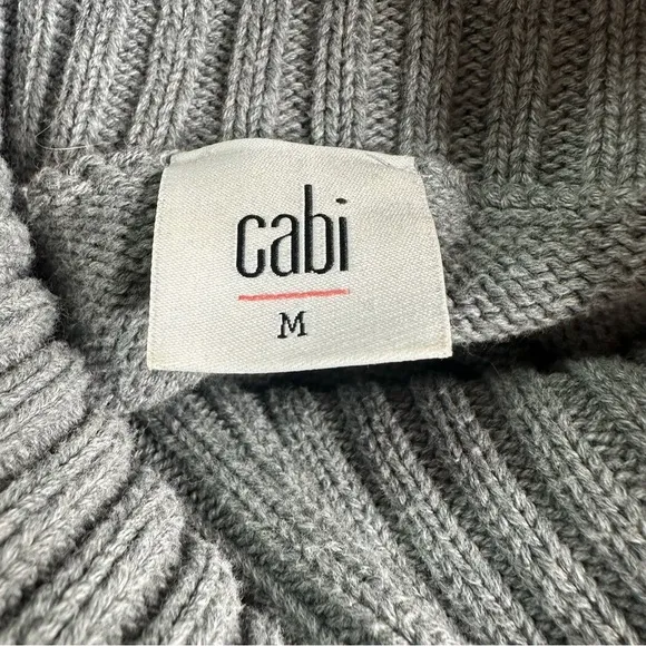 Cabi Gray Rose Eden Turtleneck Floral Bell Sleeve Sweater. Size Medium