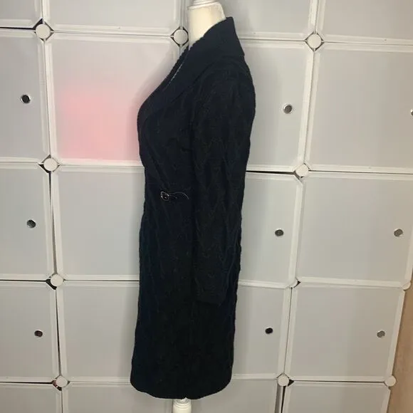 Calvin Klein Black Shawl Collar Knit Sweater Dress Size Medium