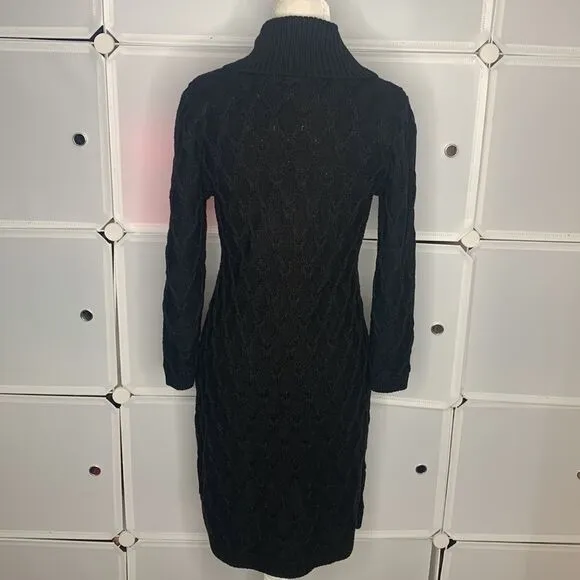 Calvin Klein Black Shawl Collar Knit Sweater Dress Size Medium