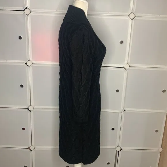 Calvin Klein Black Shawl Collar Knit Sweater Dress Size Medium