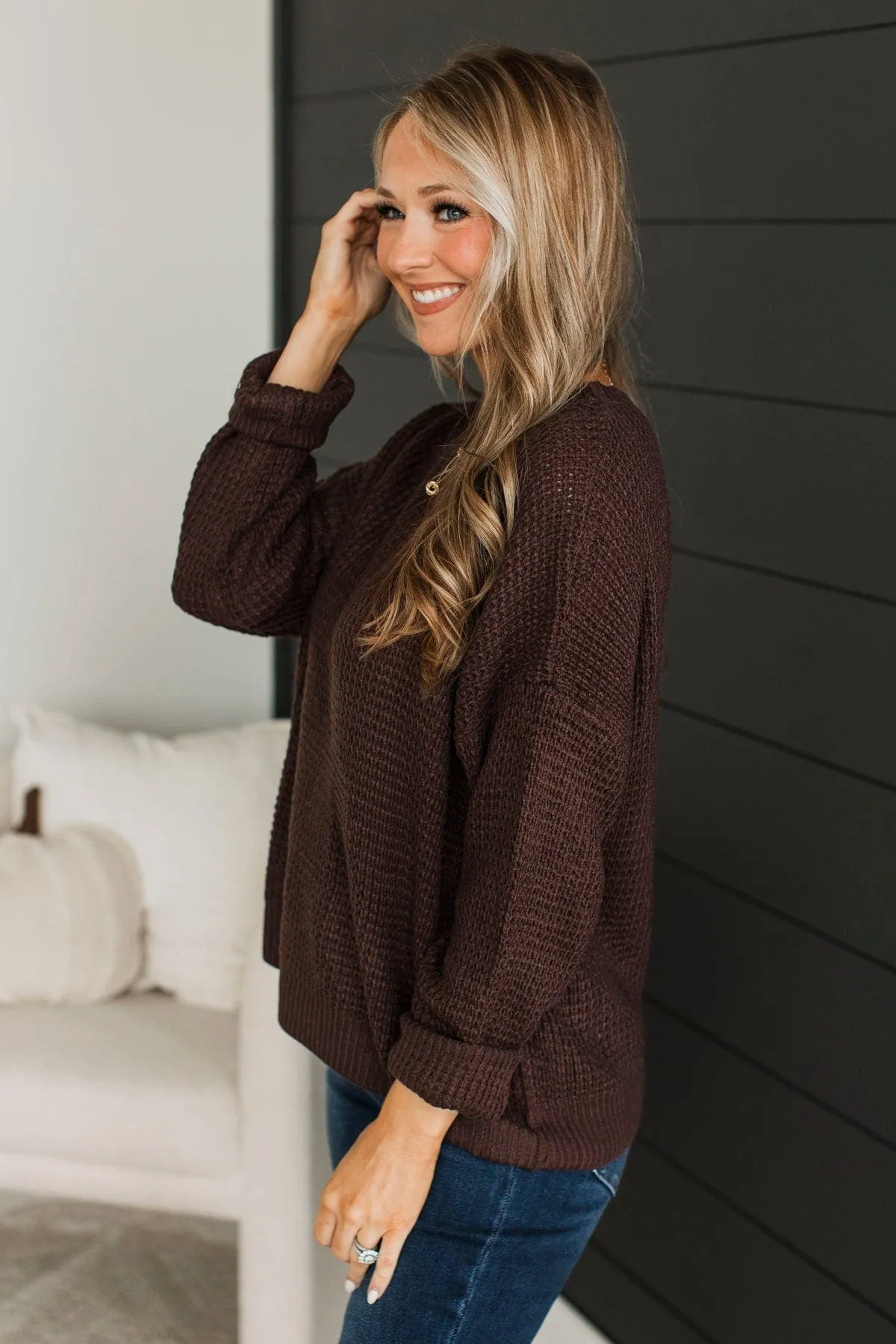 Captivating In Color Knit Sweater- Dark Brown